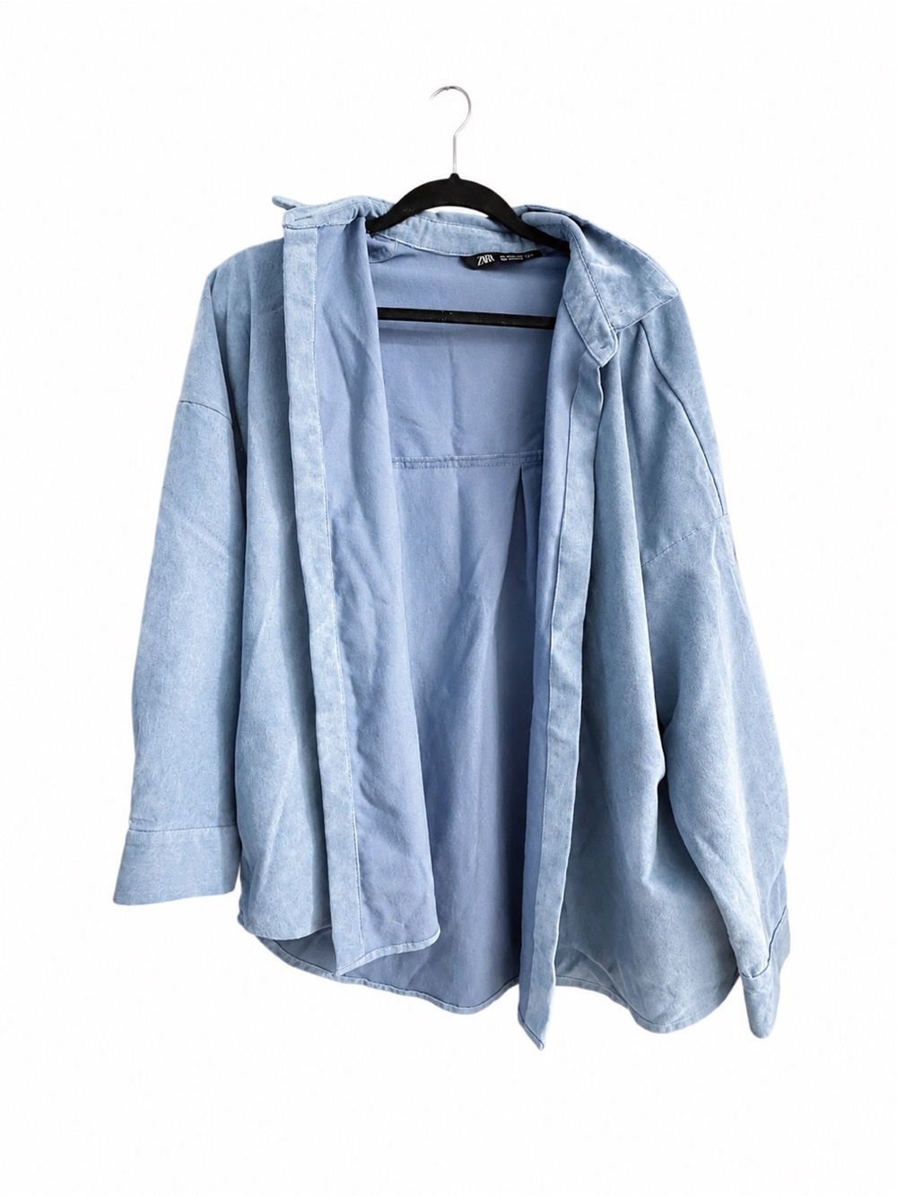 ZARA Light Blue Oversized velvet shacket - Women